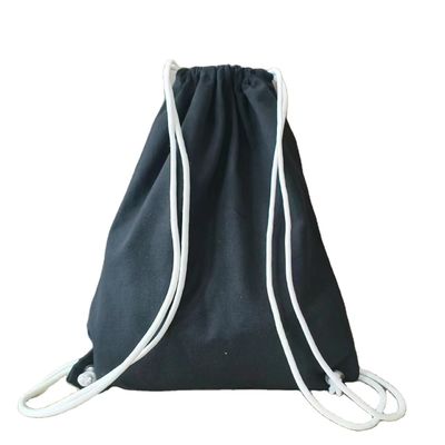 Customized Logo Pattern Cotton Canvas Drawstring Backpack Bag for Basketball Shoes