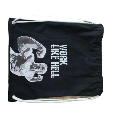 Customized Logo Pattern Cotton Canvas Drawstring Backpack Bag for Basketball Shoes