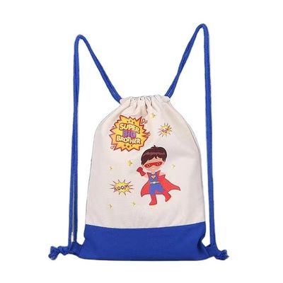 Customized Logo Pattern Cotton Canvas Drawstring Backpack Bag for Basketball Shoes