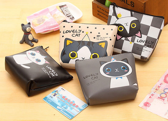 Customized Color Waterproof Headphone Storage Plastic Coin Purse for Cute Cat Key