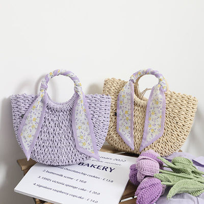 2024 Summer Travel Beach Woven Bag with Open Closure Type and Straw Tote Handbag Woman
