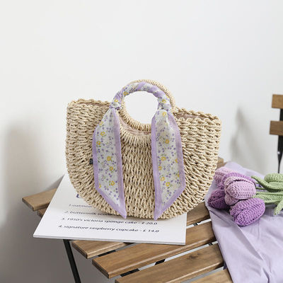 2024 Summer Travel Beach Woven Bag with Open Closure Type and Straw Tote Handbag Woman