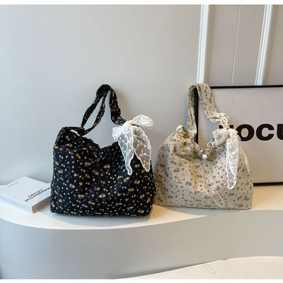 Simple Fashion Straw and Lace Shoulder Bag for Ladies Large Capacity Underarm Tote Bag