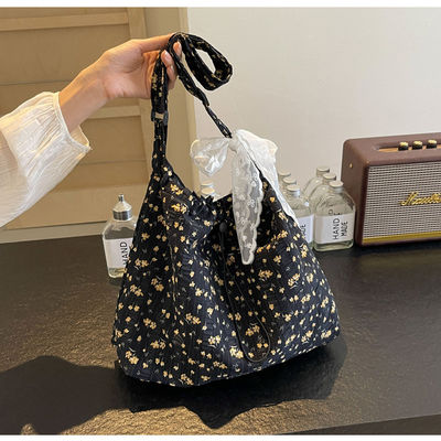 Simple Fashion Straw and Lace Shoulder Bag for Ladies Large Capacity Underarm Tote Bag