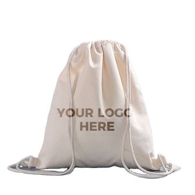 School Bag Trolley Cotton Drawstring Backpack with Custom Logo Printing and Branding