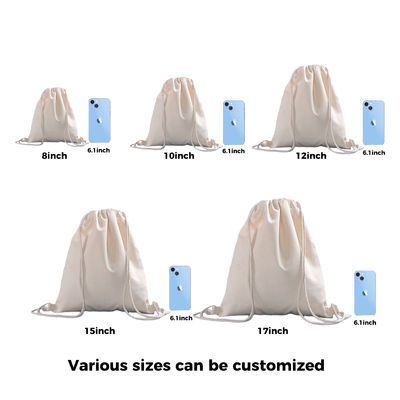 School Bag Trolley Cotton Drawstring Backpack with Custom Logo Printing and Branding