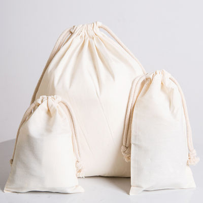 Natural Cotton Drawstring Dust Bag With Waterproof Cloth For School Bag Trolley Packaging