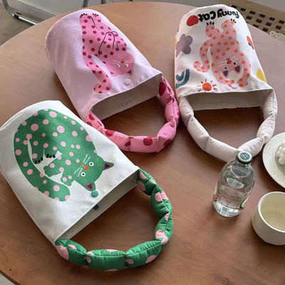 Mini Cute Bucket Bag Canvas Tote Bag Front Pocket and Customized Design