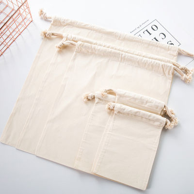 Natural Cotton Drawstring Dust Bag With Waterproof Cloth For School Bag Trolley Packaging