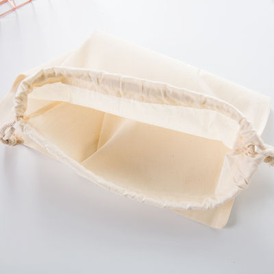 Natural Cotton Drawstring Dust Bag With Waterproof Cloth For School Bag Trolley Packaging