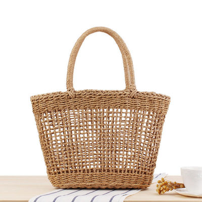 Summer Beach Handbags Handmade Straw Tote Bag Wicker Woven Knitted Mesh Hollow Basket