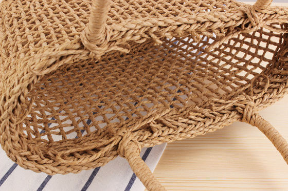 Summer Beach Handbags Handmade Straw Tote Bag Wicker Woven Knitted Mesh Hollow Basket