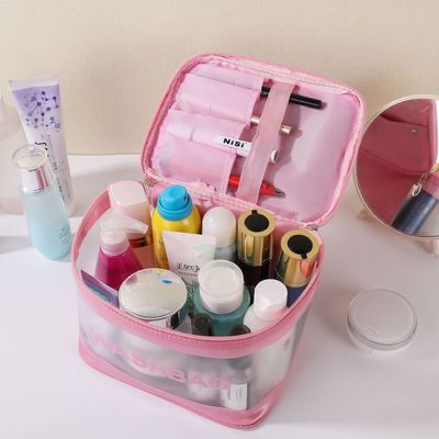 Custom Logo PVC Clear Makeup Bag for Travel Toiletries and Cosmetic Organization
