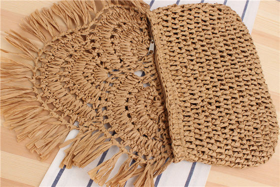 Handmade Tassel Beach Bag Raffia Rattan Crossbody for Women's Summer Travel Vacation