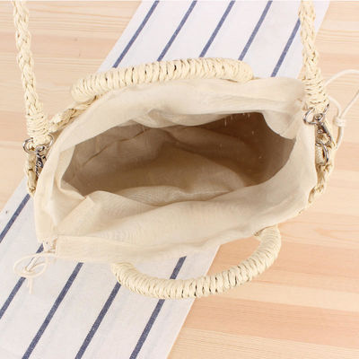 Customized Logo One-shoulder Woven Beach Straw Bag for Women in Simple Round Design