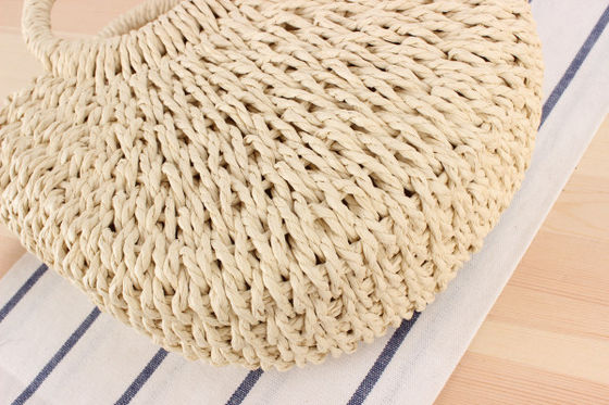 Customized Logo One-shoulder Woven Beach Straw Bag for Women in Simple Round Design