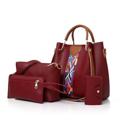 2022 Fashionable 4 Pcs Set of PU Leather Lady Shoulder Bag for Daily School Life