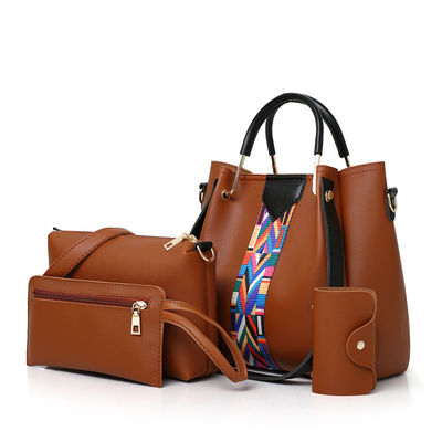 2022 Fashionable 4 Pcs Set of PU Leather Lady Shoulder Bag for Daily School Life
