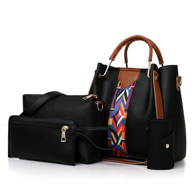 2022 Fashionable 4 Pcs Set of PU Leather Lady Shoulder Bag for Daily School Life