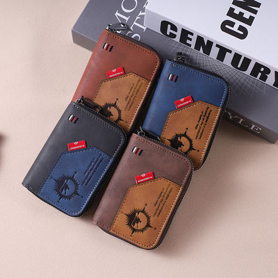 Leather Men's Wallet with Coin Purses Money Card Holders and Key Chains Designer