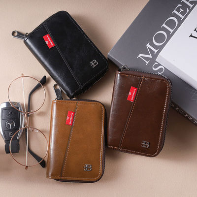 Leather Men's Wallet with Coin Purses Money Card Holders and Key Chains Designer