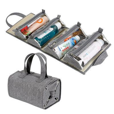 Zipper Closure Hanging Roll-up Makeup Bag Travel Toiletries Kit Organizer for Women