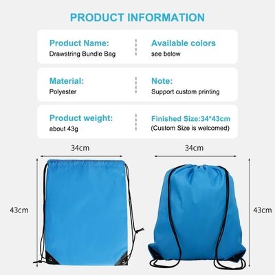 School Bag Trolley Custom Logo Nylon Draw String Backpack with Waterproof Material