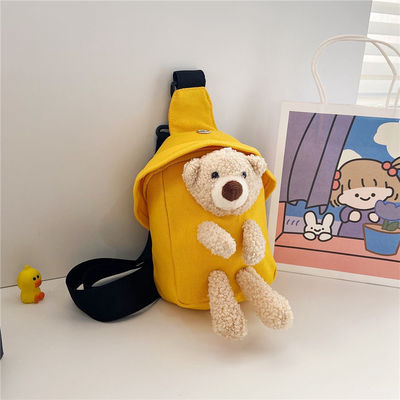 Mini Canvas Bag 2024 Cross-body Cute Bear Chest Bag for Boys and Girls Customized Color