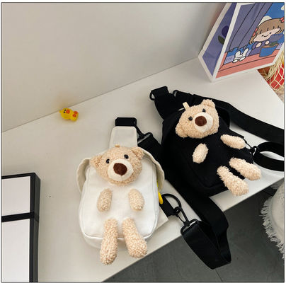Mini Canvas Bag 2024 Cross-body Cute Bear Chest Bag for Boys and Girls Customized Color