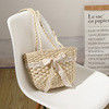 Open Closure Customized Color Straw Bag Lace Bow Woven Bag for Seaside Vacation Beach Women