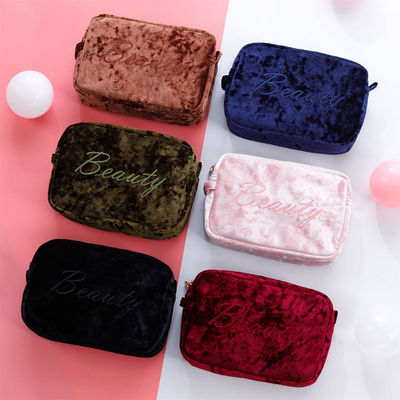 Portable Velvet Waterproof Makeup Bag for Travel Storage Pouch Cosmetic Case