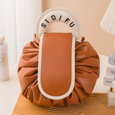 Custom Logo Design PVC Makeup Bag Solid Pattern Type Drawstring Toiletry Travel Pouch