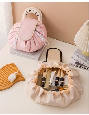 Custom Logo Design PVC Makeup Bag Solid Pattern Type Drawstring Toiletry Travel Pouch