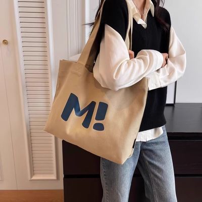 Custom Logo Cotton Canvas Bags Large Capacity Reusable Multifunctional Letter Bolsa
