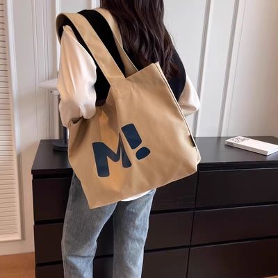 Custom Logo Cotton Canvas Bags Large Capacity Reusable Multifunctional Letter Bolsa