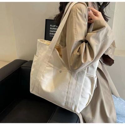 Plain Reusable Colores Large Cotton Canvas Tote Bag With Zipper for Travel and Outgoing
