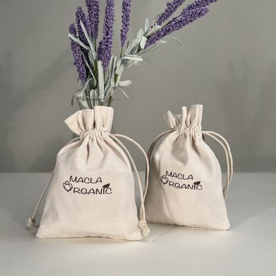 Small Drawstring Customized Reusable Cotton Canvas Shopping Bag with Customized Color
