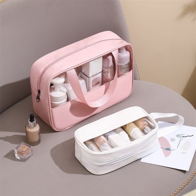 Solid Pattern Type Transparent PU Makeup Brush Beauty Skin Care Pouch for Custom Logo