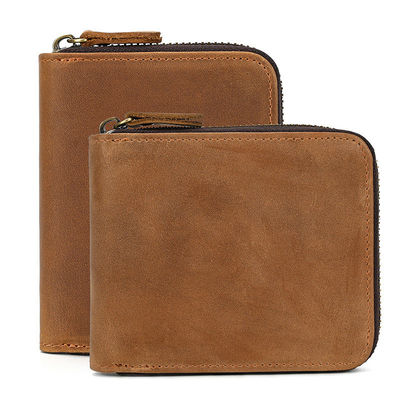 Men's Genuine Leather Wallet With Card Holder Short Purse Zipper Wallets For Standard