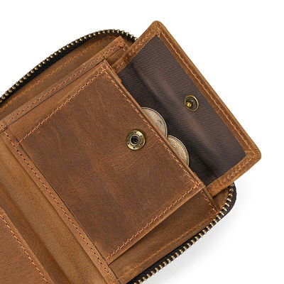 Men's Genuine Leather Wallet With Card Holder Short Purse Zipper Wallets For Standard