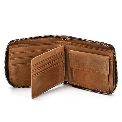 Men's Genuine Leather Wallet With Card Holder Short Purse Zipper Wallets For Standard