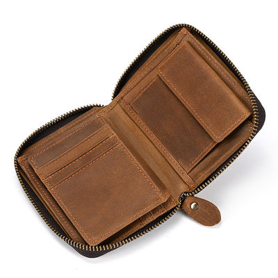 Men's Genuine Leather Wallet With Card Holder Short Purse Zipper Wallets For Standard