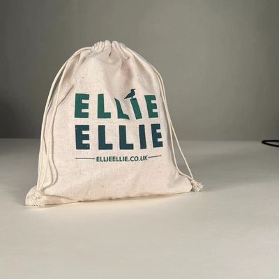 Custom Logo Printed Organic Canvas Cotton Drawstring Bag for Jewelry Packaging Demand