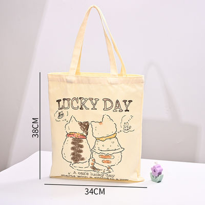 Custom Logo Black Handle Canvas Bag 100% Cotton Tote Bag for Your Business Needs