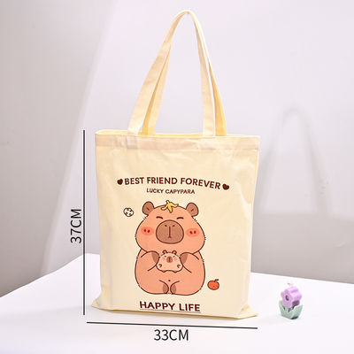 Custom Logo Black Handle Canvas Bag 100% Cotton Tote Bag for Your Business Needs