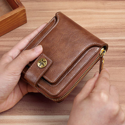 Short Bifold Leather Wallet for Men and Women Designer Coin Purse Front Pocket Wallet