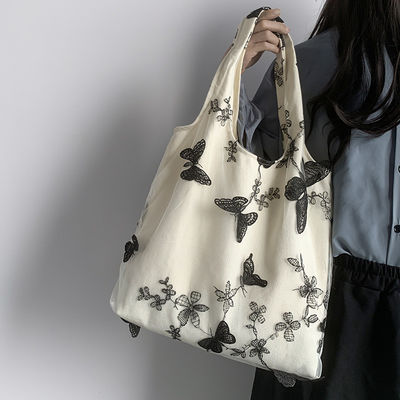 Unisex Polyester Lining Material Korean Version Cow Shoulder Bag with Butterfly Print