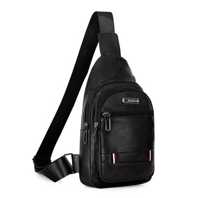 Customized Logo Fashion Men's PU Leather Business Chest Bags for Outdoor Travel