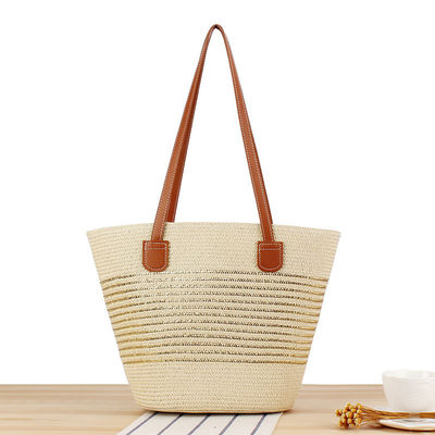 Large Straw Tote Bag Handmade Knitting Marocco Shoulder Beach Bag for Women's Summer