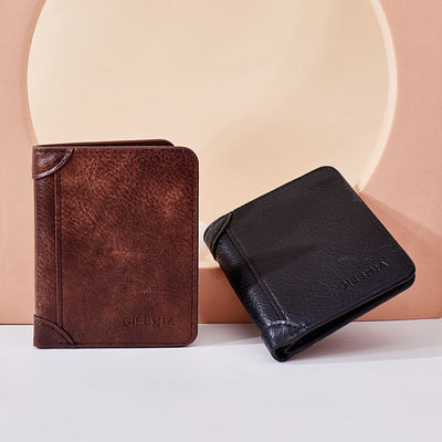 Full Grain Leather Wallet for Men Detachable Bifold Crazy Horse Wallet in Retro Brown